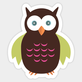 Brown & Green Owl Sticker